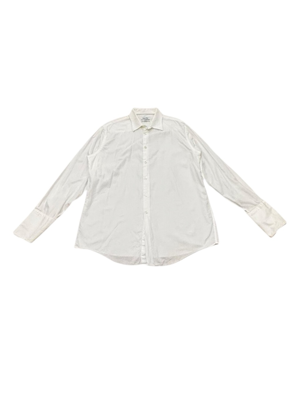 Vintage Men’s Calvin Klein White French Cuff Dress Shirt Slim Fit Y2K Cotton